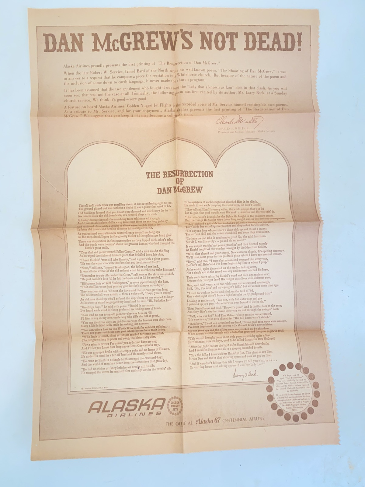 Vintage 1967 The Resurrection of Dan McGrew Full Newspaper Page