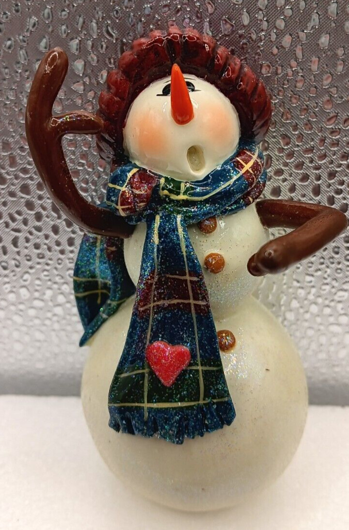 2000 Donna Little Vintage Singing Snowman Figurine Enesco 4.25”