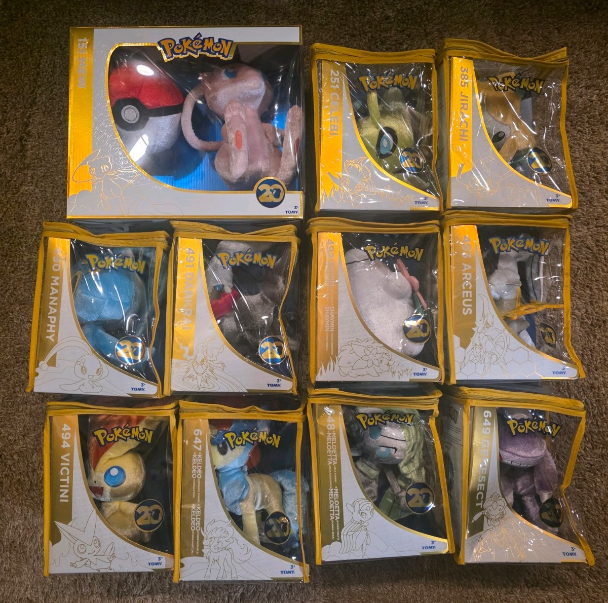 Pokemon 20th Anniversary 12 Plush Lot- Mew | Celebi | Arceus | Darkrai | Jirachi
