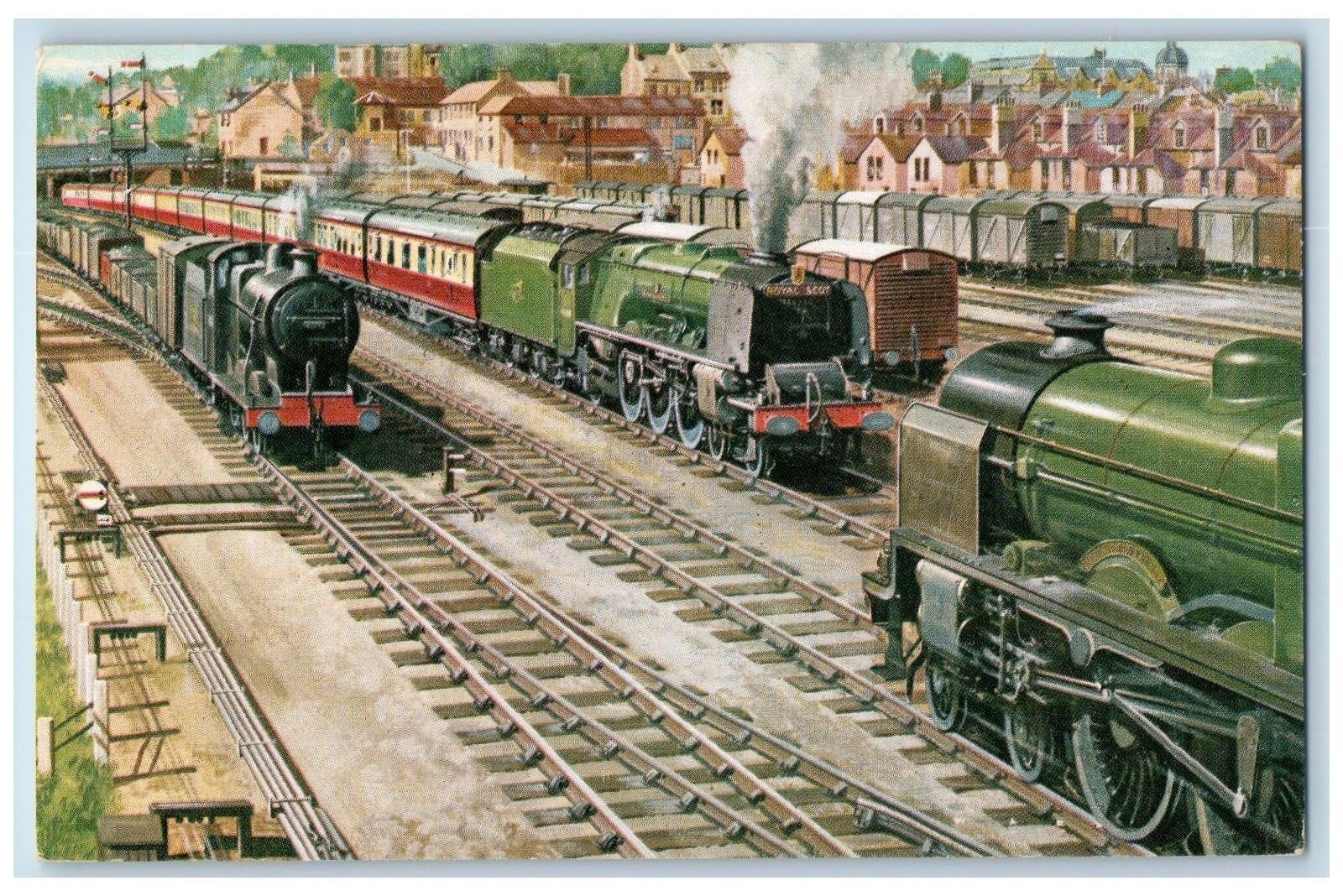 c1950\'s LMR Approaches Lancaster Castle Station Coronation 462 Train Postcard