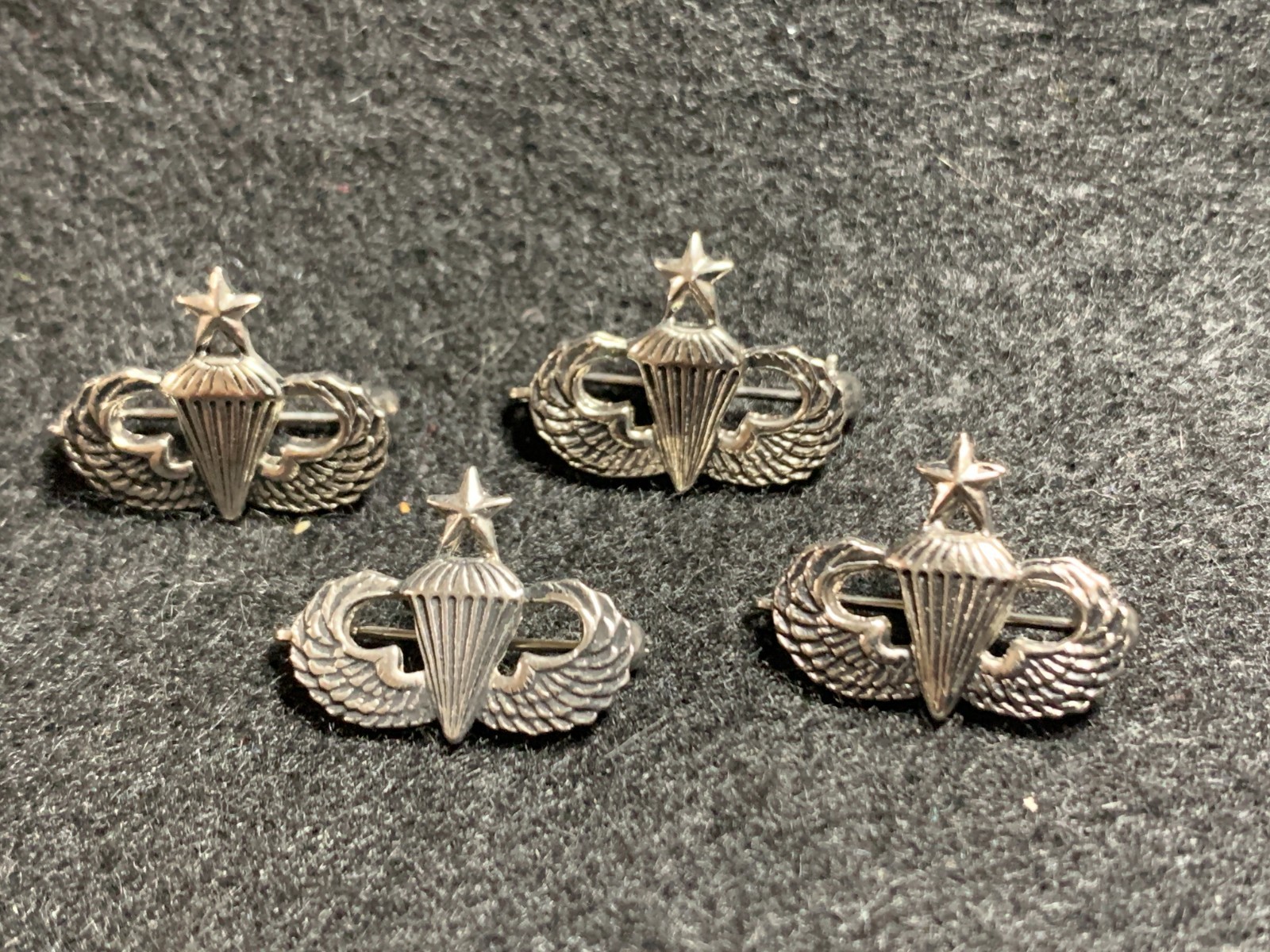 Lot of 4 Vintage USAF Senior Parachutist Badge Wings Mini Pins