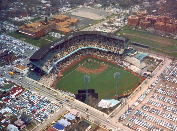 An aerial view Municipal Stadium home Kansas City A's prior a game- Old Photo