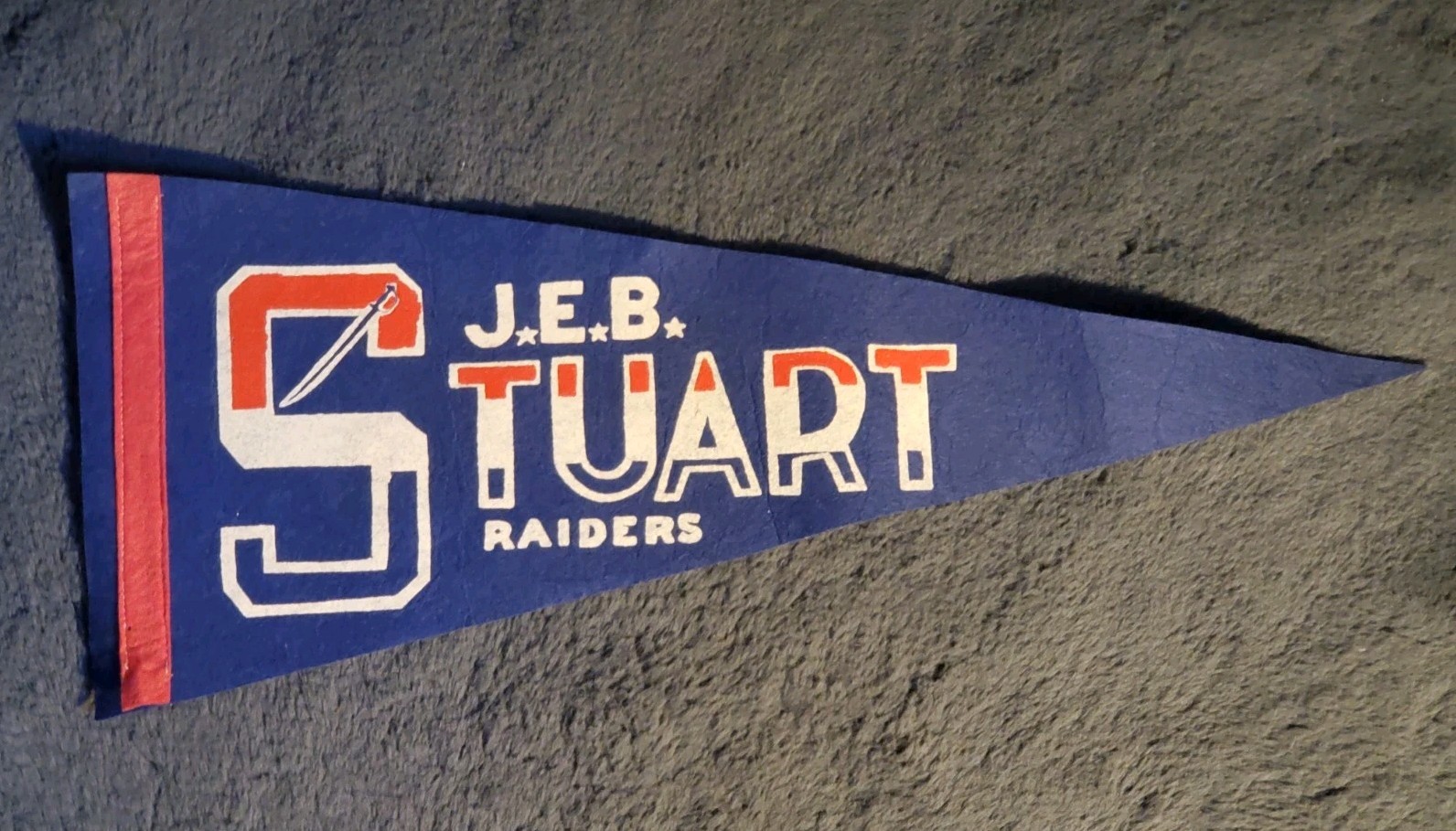 Vintage 60s Felt Pennant J.E.B. Stuart Raiders Falls Church, VA High School 27\