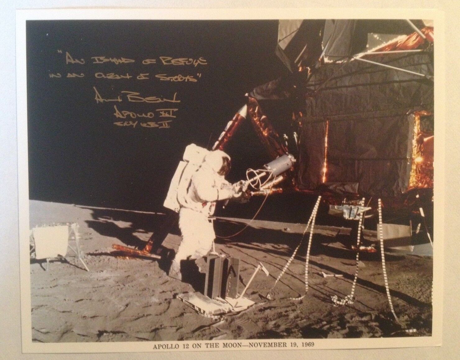 Astronaut Alan Bean Signed Official NASA Apollo 12 EVA Photograph on the Moon