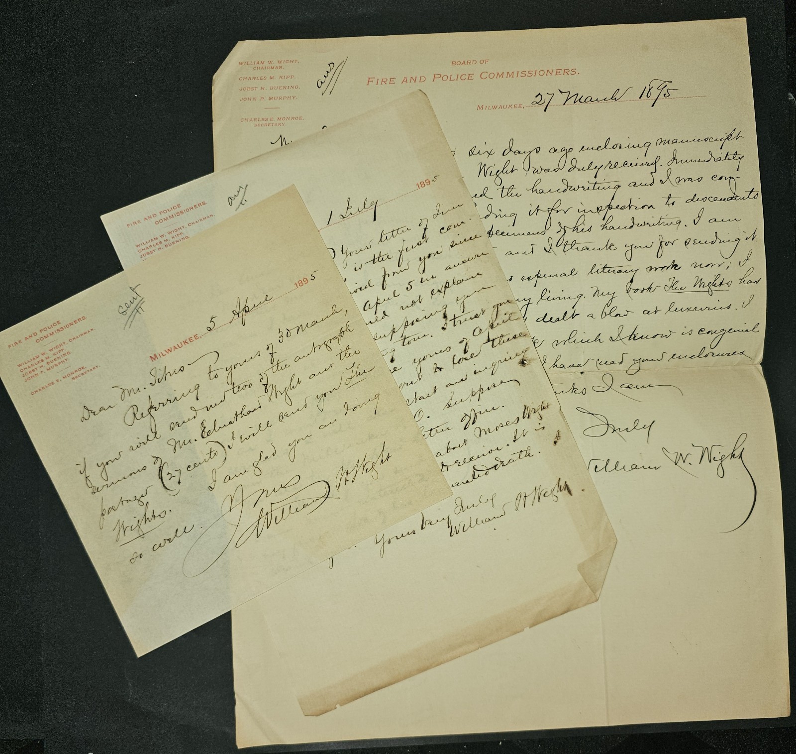 1895 William W. Wight ALS Milwaukee Genealogist Rev. Eleathan Wight Letters
