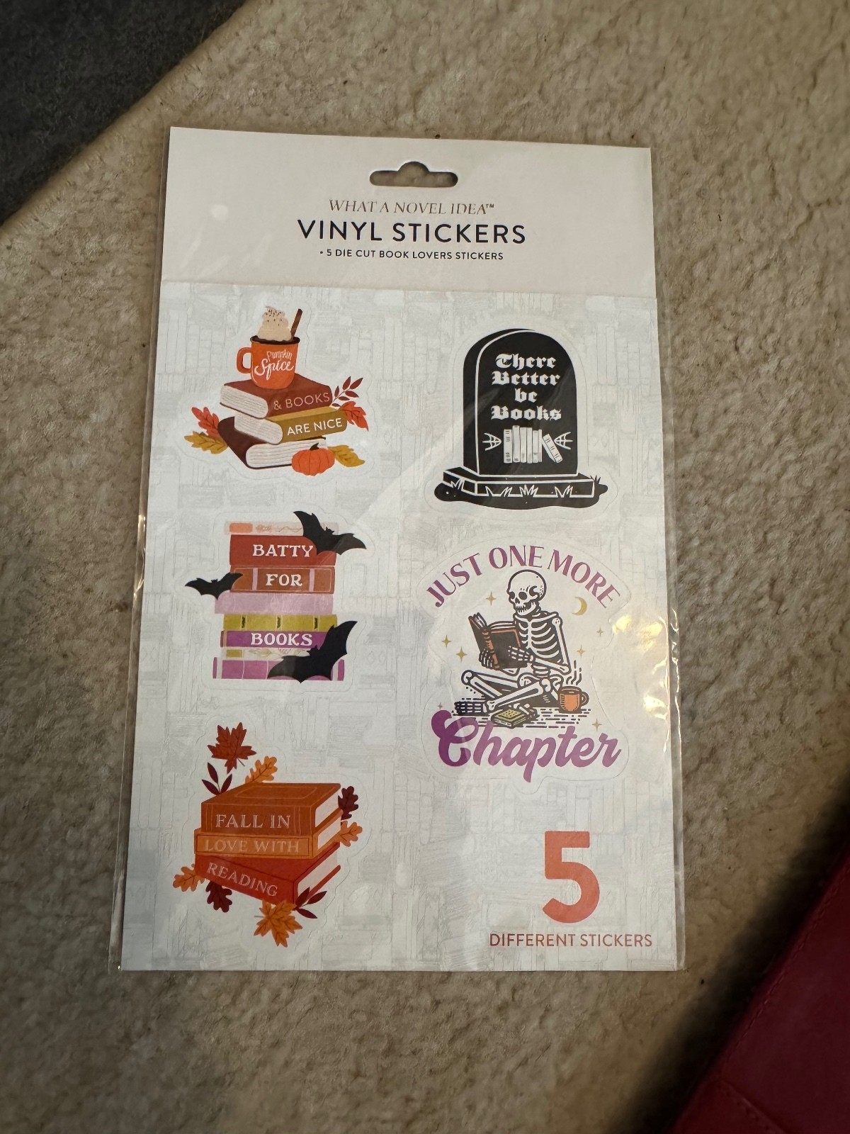 What A Novel Idea Vinyl Stickers - Book Lover Themed Die Cut Set of 5