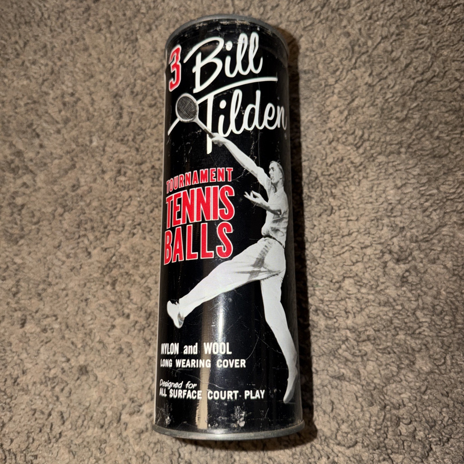 ANTIQUE BILL TILDEN TOURNAMENT TENNIS BALLS TIN LITHO CAN SPORTING GOODS Sealed