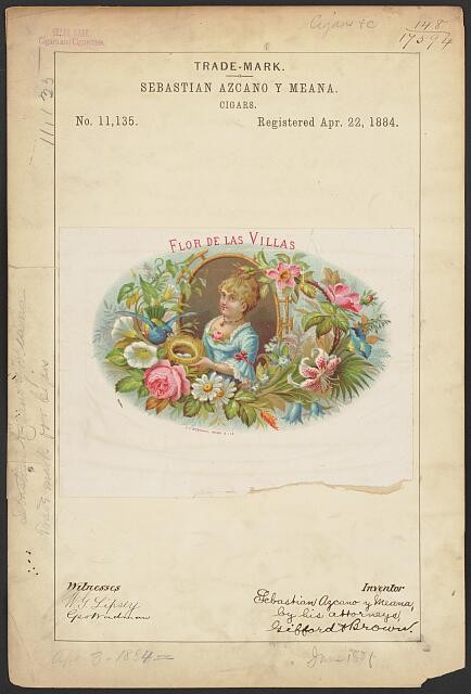 Photo:Sebastian Azcano y Meana 1884 Flor De Las Villas Cigars Trade-Mark