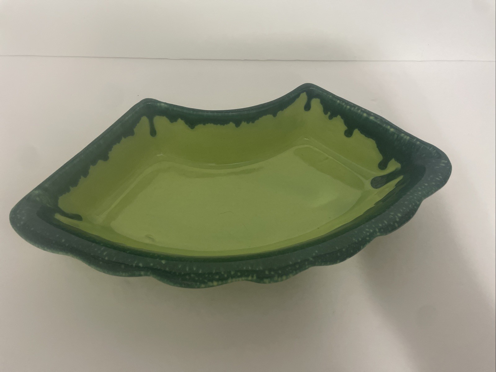 Tomeoni Bros. Lazy Susan Replacement Dish Green Drip Glaze California Vintage