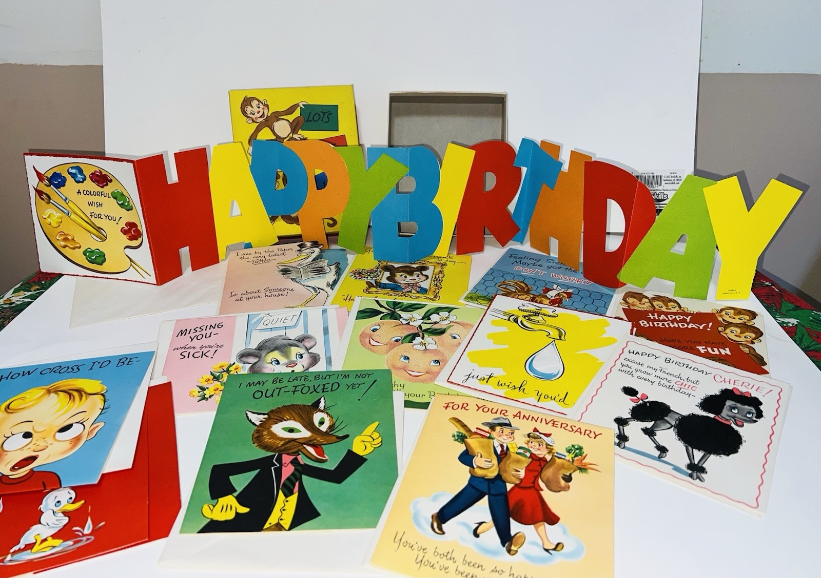 Rare Vintage 1950s Box of Unused Mechanical Pop Up Greeting Cards Lots of Laffs