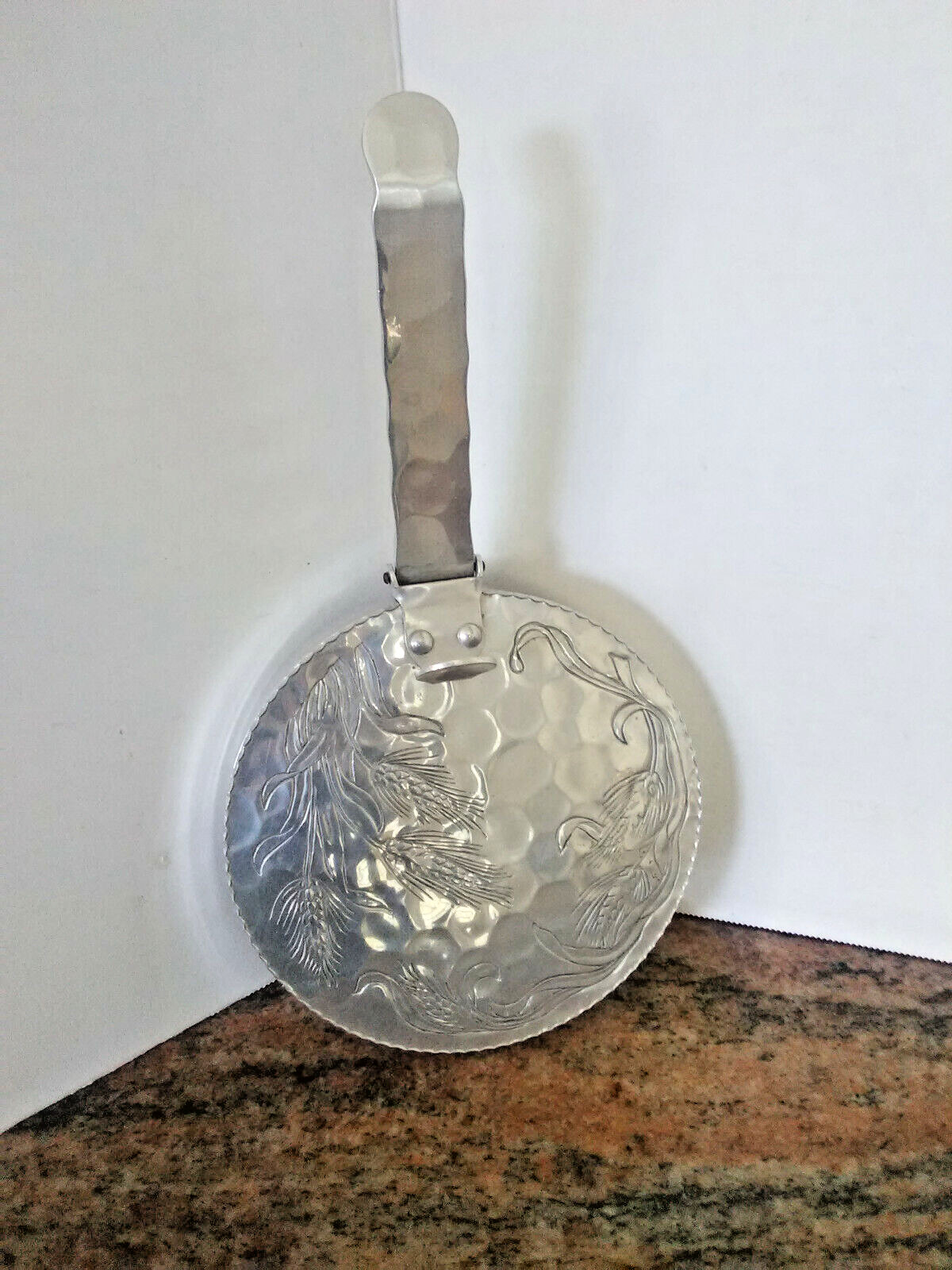 Vintage Etched Hammered Aluminum Silent Butler