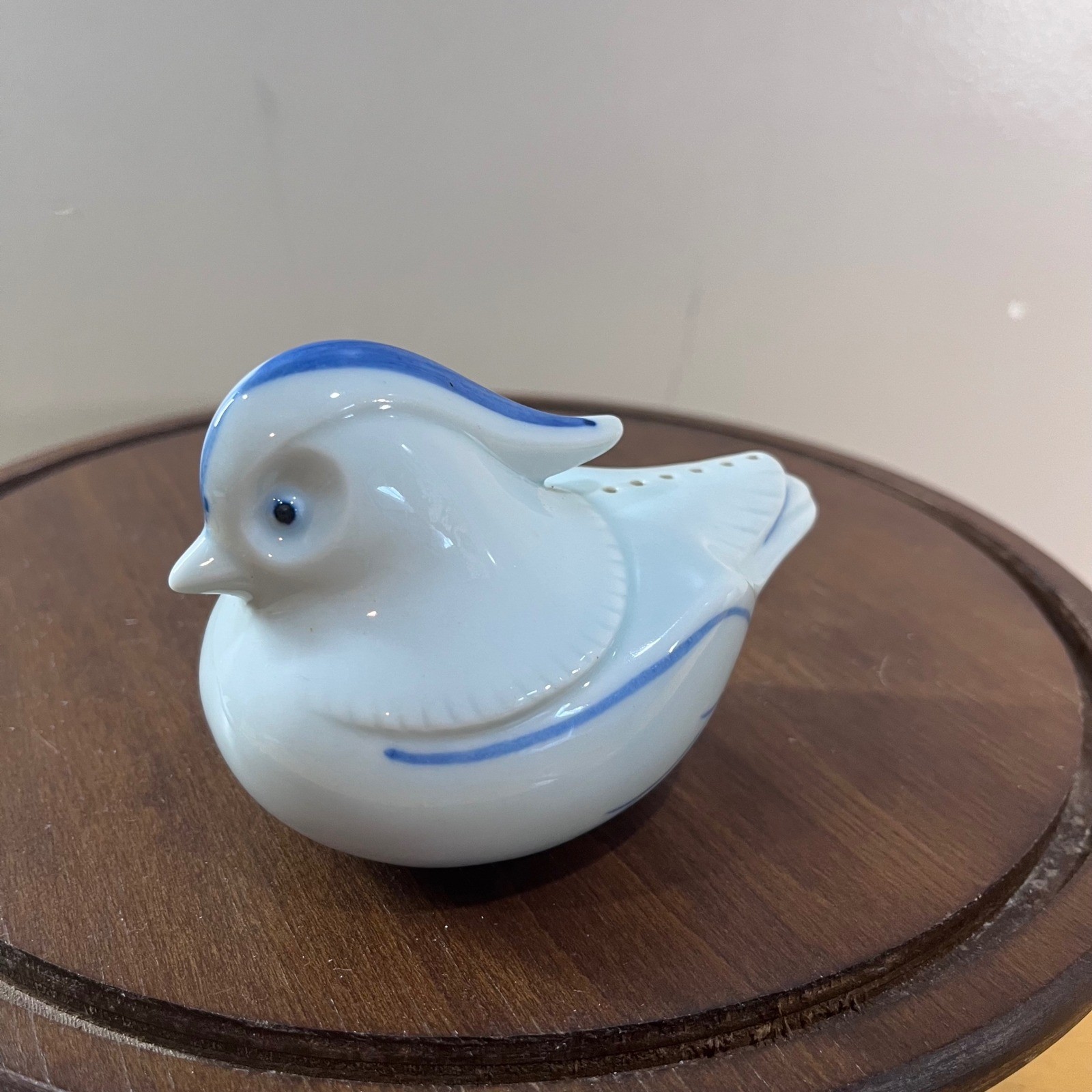 Vtg Ben Rickert Fine China Bird Shaker Figurine Blue White Japan 4.25in