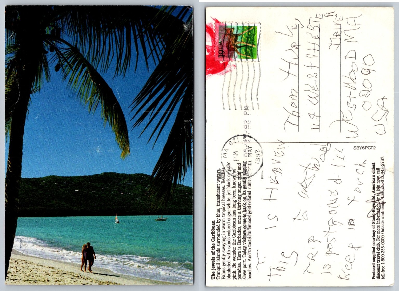 Vintage Barbados Caribbean Beach Postcard 1992 Posted Stand-Buys Ltd Vintage Barbados Caribbean Beach Postcard 1992 Posted Stand-Buys Ltd
