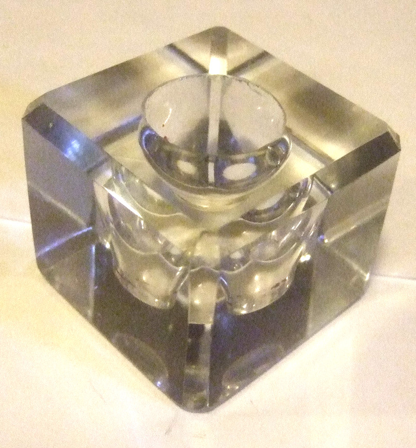 Crystal Glass Inkwell Vintage Desk Accessory