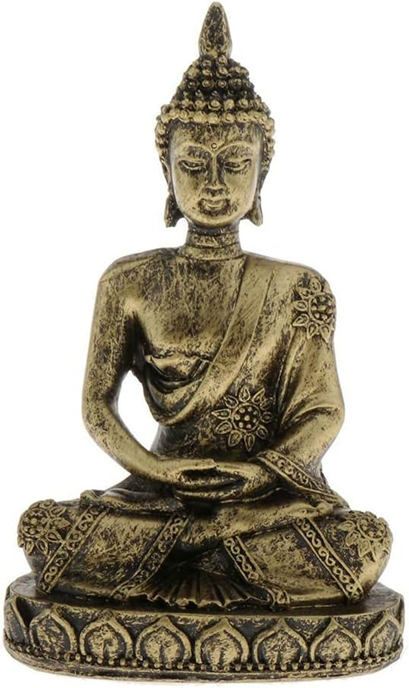 1Pcs Small Thai Buddha Statue Figurine Sandstone Buddhist Home Decor Bronze
