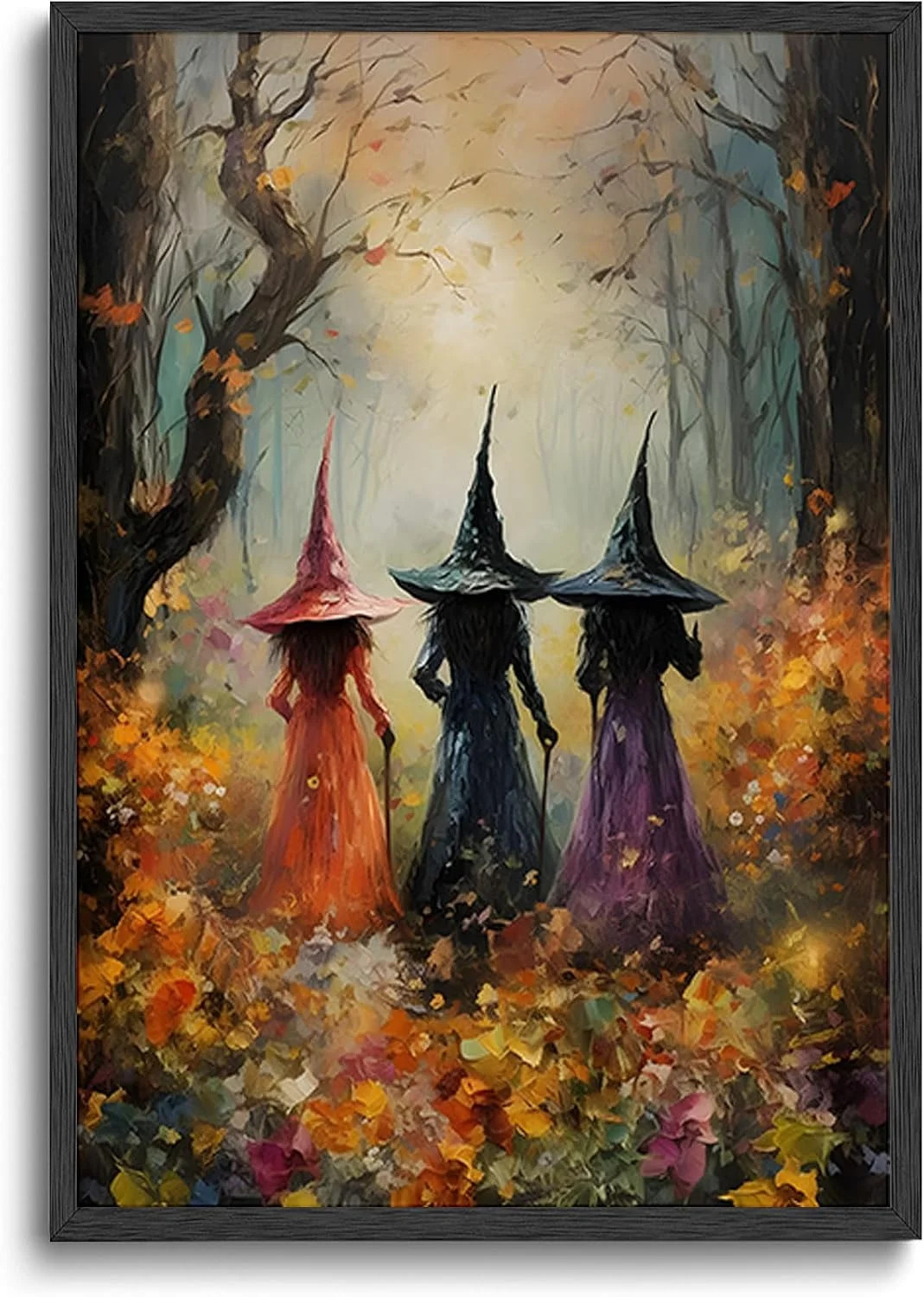 Halloween Horror Witch Canvas Wall Art Dark Academy Witch Painting Picture Wall