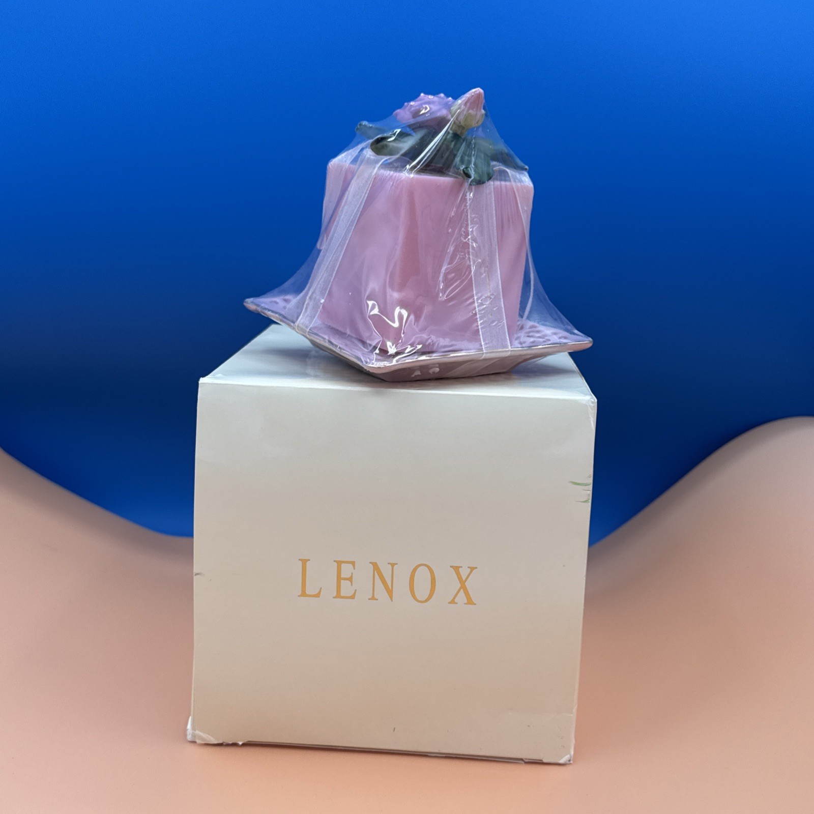 Lenox Pink Scented Candle Gift Set With Porcelain Floral Topper 