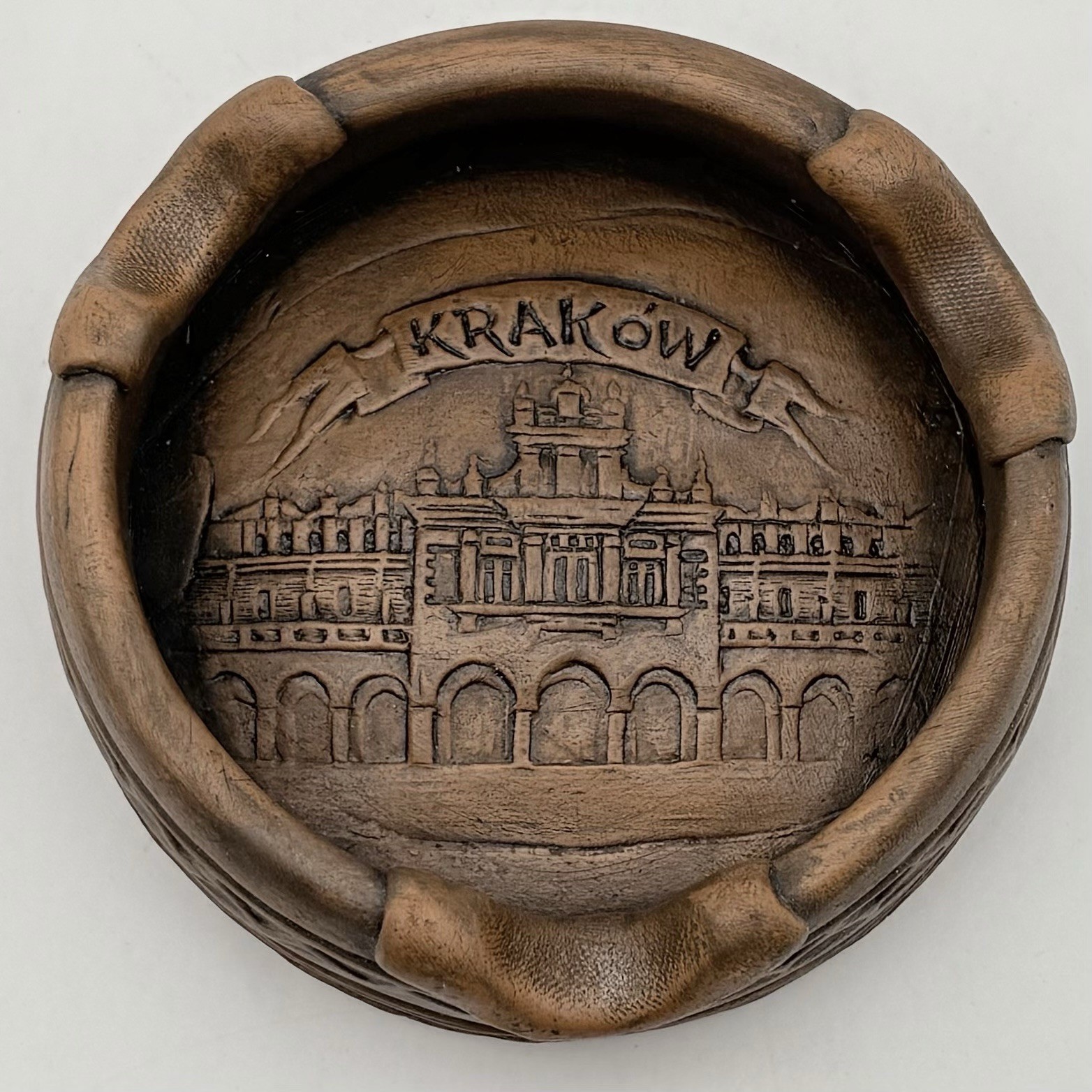 Vintage Polish Krakow Sukiennice Cloth Hall Folk Art Cigar Ashtray 4.5 Inches