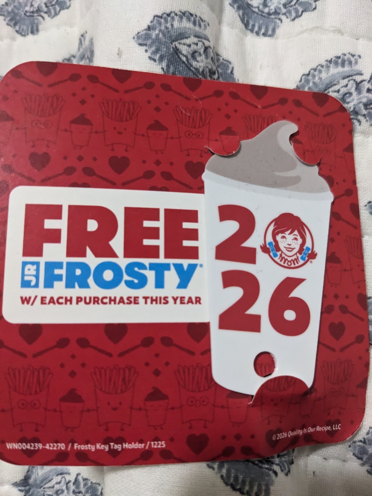 2026 Wendy\'s Frosty Key Tag