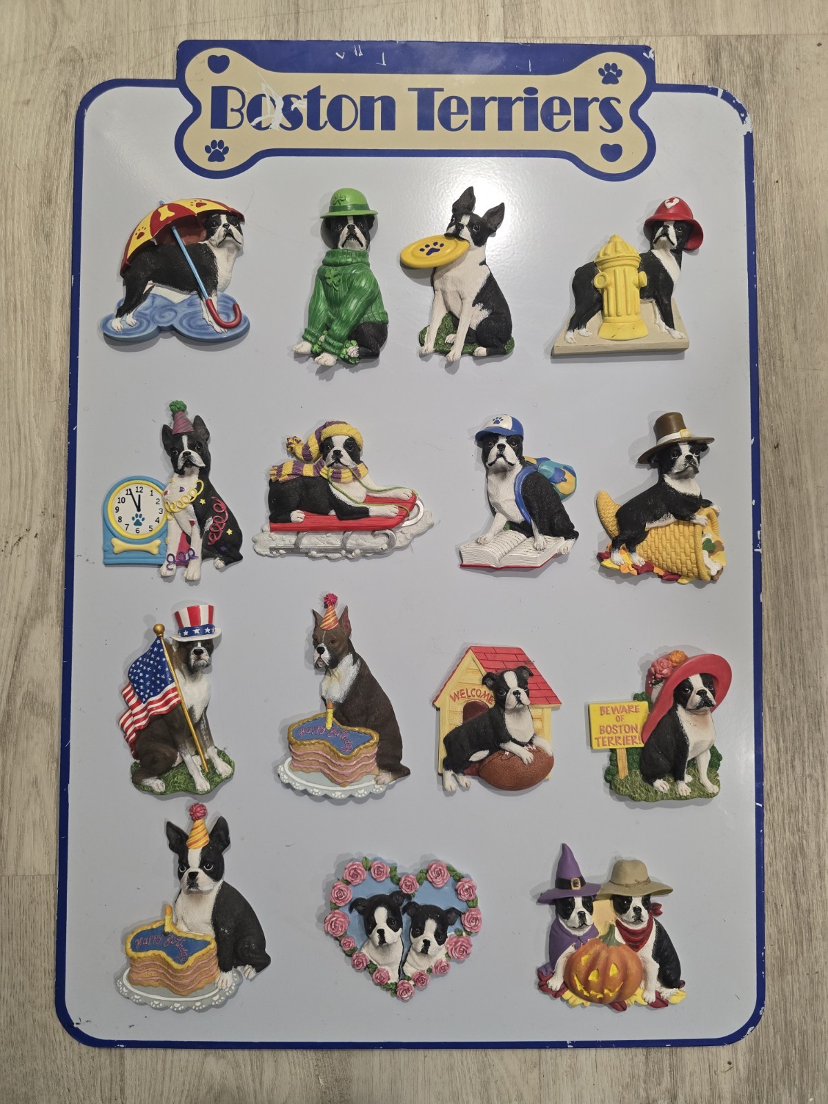15 Boston Terrier Magnet Figurines With Metal Frame