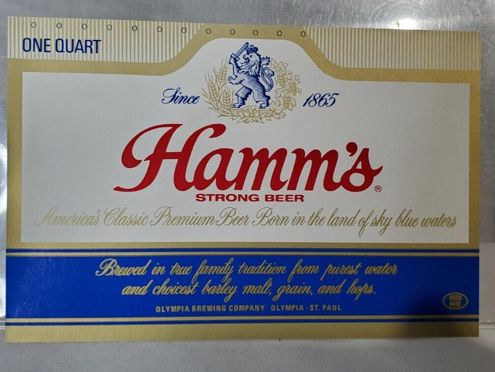 Lot of 5 Hamm's Beer Bottle Label One Quart Olympia Brewing Olympia St Paul USA