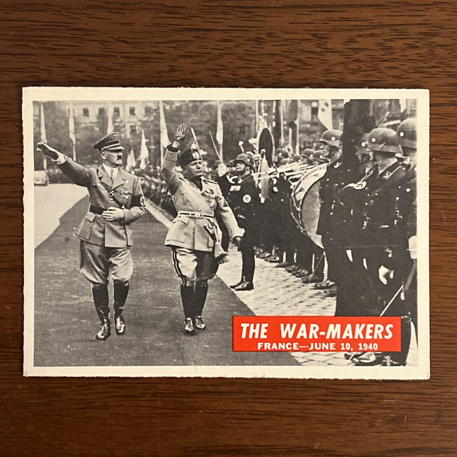 1965 Philadelphia Gum War Bulletin Card #6 Adolf Hitler & Benito Mussolini NICE