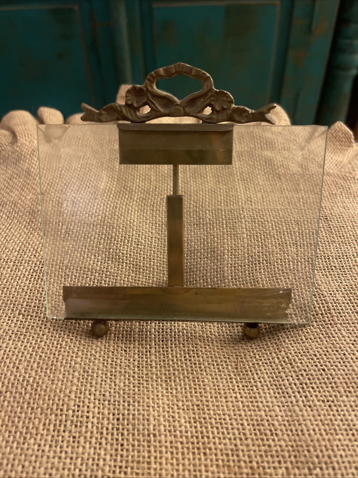 19th Century Louis XVI Style Brass And Beveled Glass Photo Frame