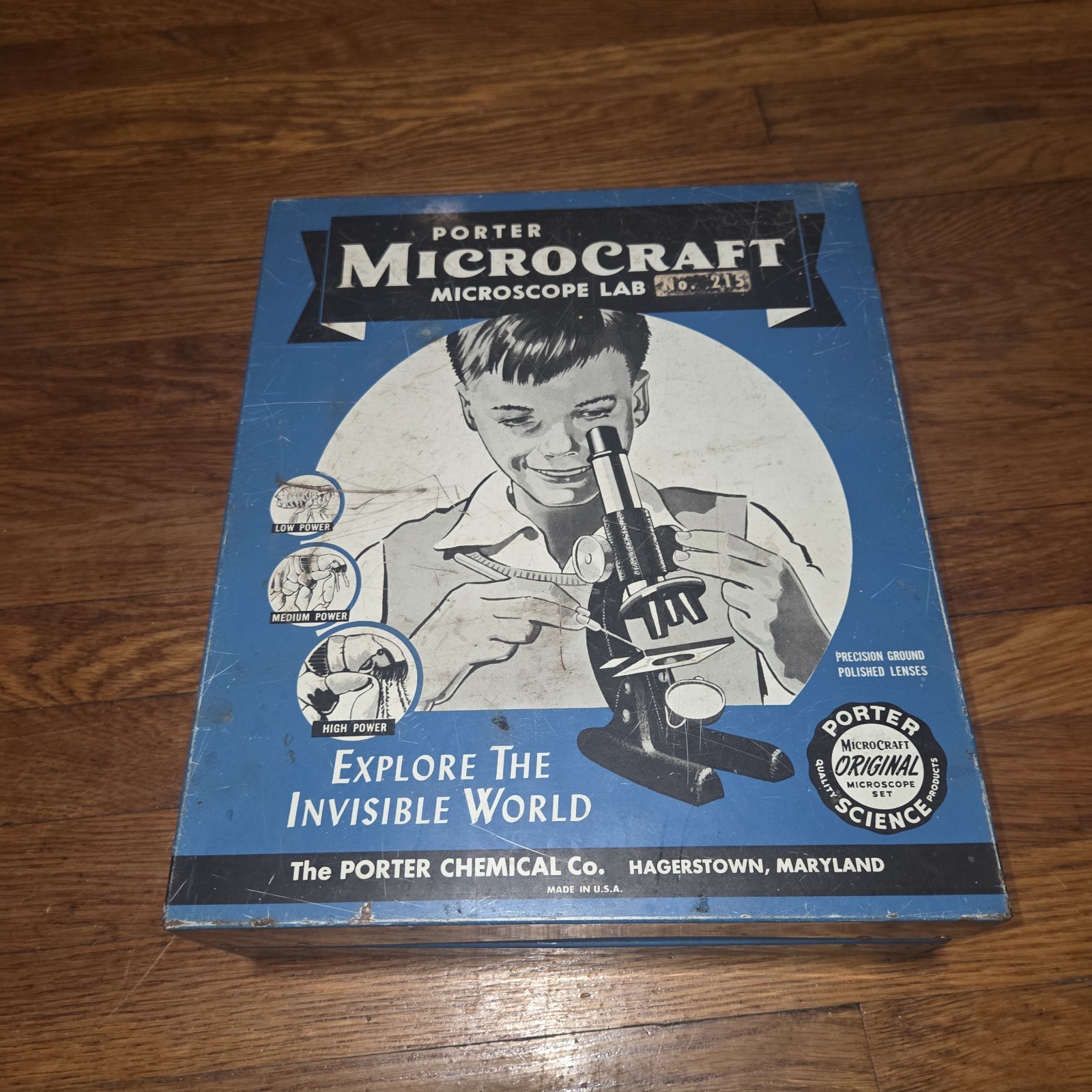 Vintage Porter MicroCraft Microscope Lab No. 215 Metal Case Box Only