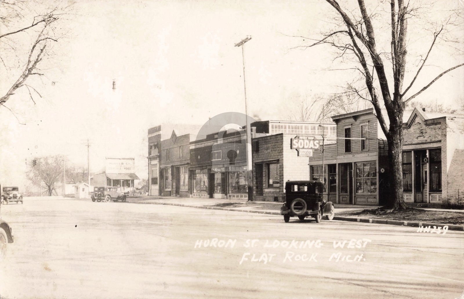Street View Huron St. Looking West, Flat Rock MI 1931 RPPC Photo Postcard COPY Street View Huron St. Looking West, Flat Rock MI 1931 RPPC Photo Postcard COPY