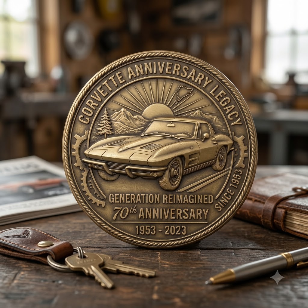 Corvette 70th Anniversary Challenge Coin Classic C2 Stingray Bronze Car Gift