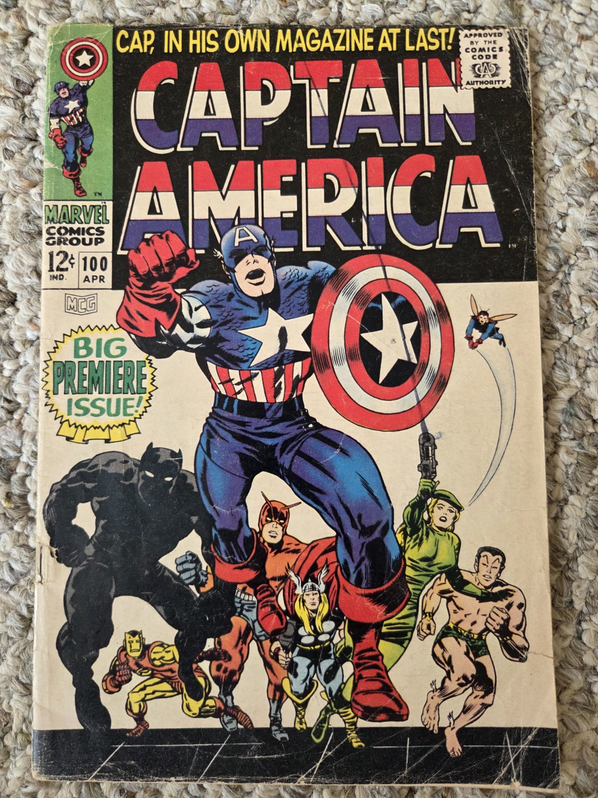 Vintage Captain America #100 Marvel Comics 1968 Key Issue 1st Own Series G VG-