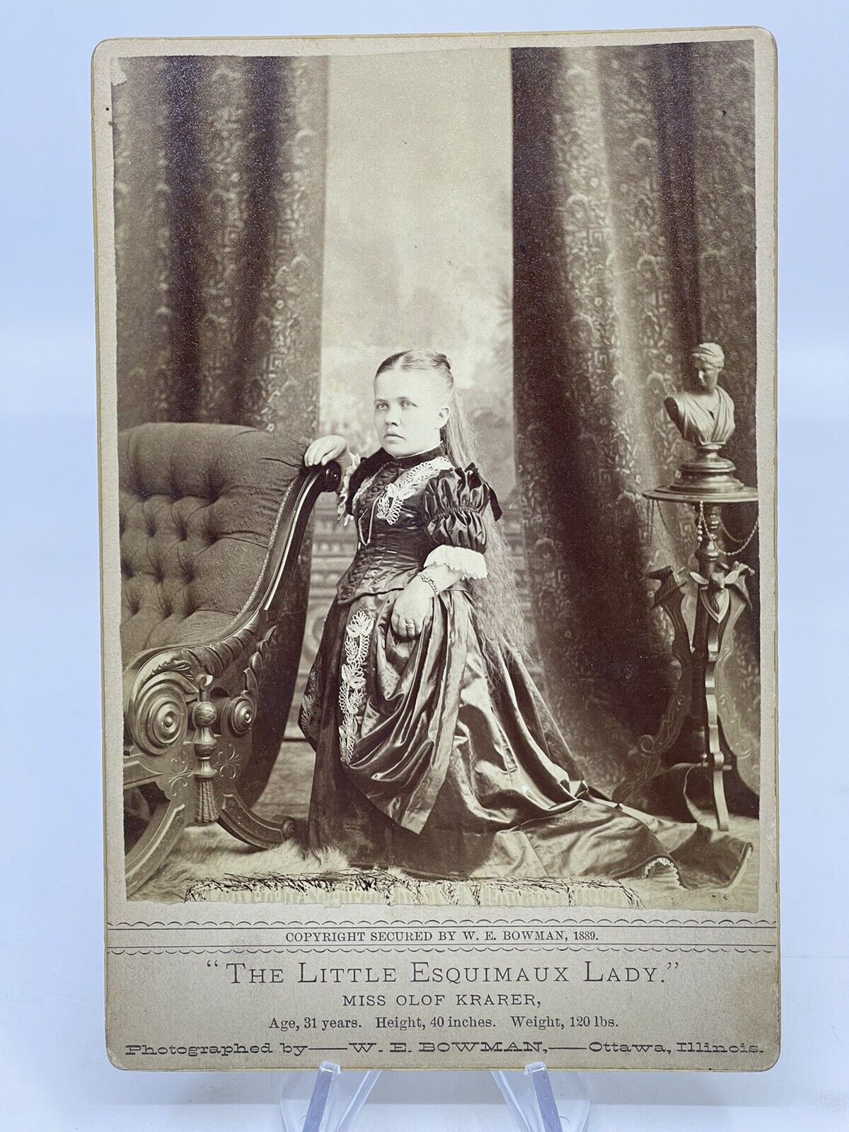 1930s Little Esquimaux Lady Olof Krarer Sideshow Cabinet Card Icelandic Dwarf