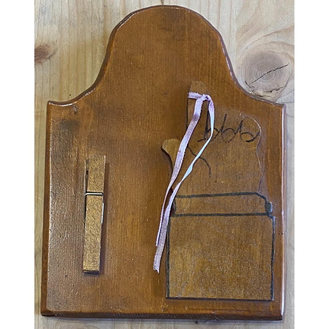 Rustic Wood Clothespin Plaque Folk Art Wall Organizer Americana Farmhouse Decor
