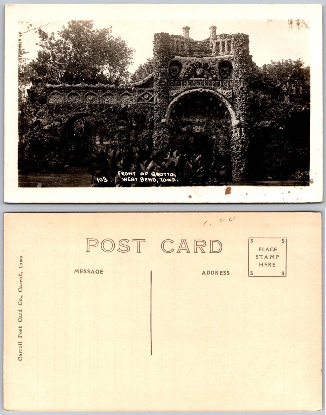 RPPC Grotto Stone Arch Ornate Facade Entrance Photo Postcard