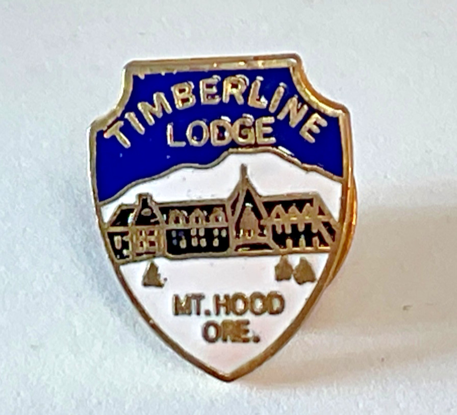 Vintage 1992 Timberline Lodge Mt Hood Oregon Enamel Pin Ski Souvenir Shield 90s