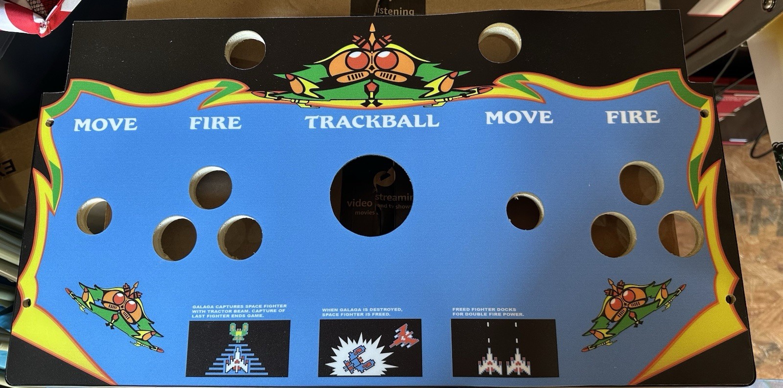 Skinned Galaga 2 Player With Trackball Replacement Control Deck For Arcade1Up