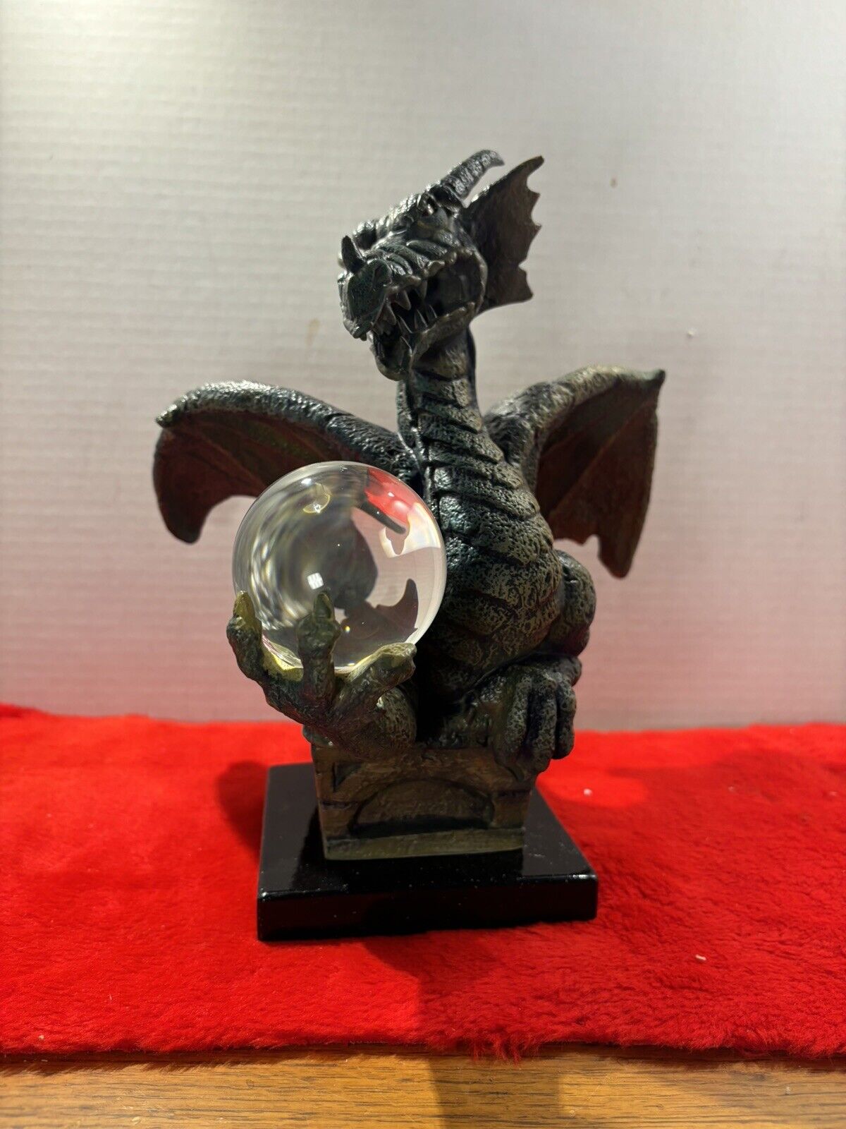Franklin Mint Bronze Dragon of Destiny Crystal Ball Statue By Peter Dutkin