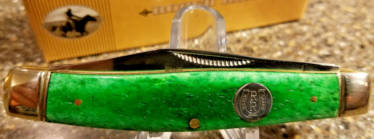 Rough Rider RR213, Larger Stockman Green Smooth Bone, 3-3/4