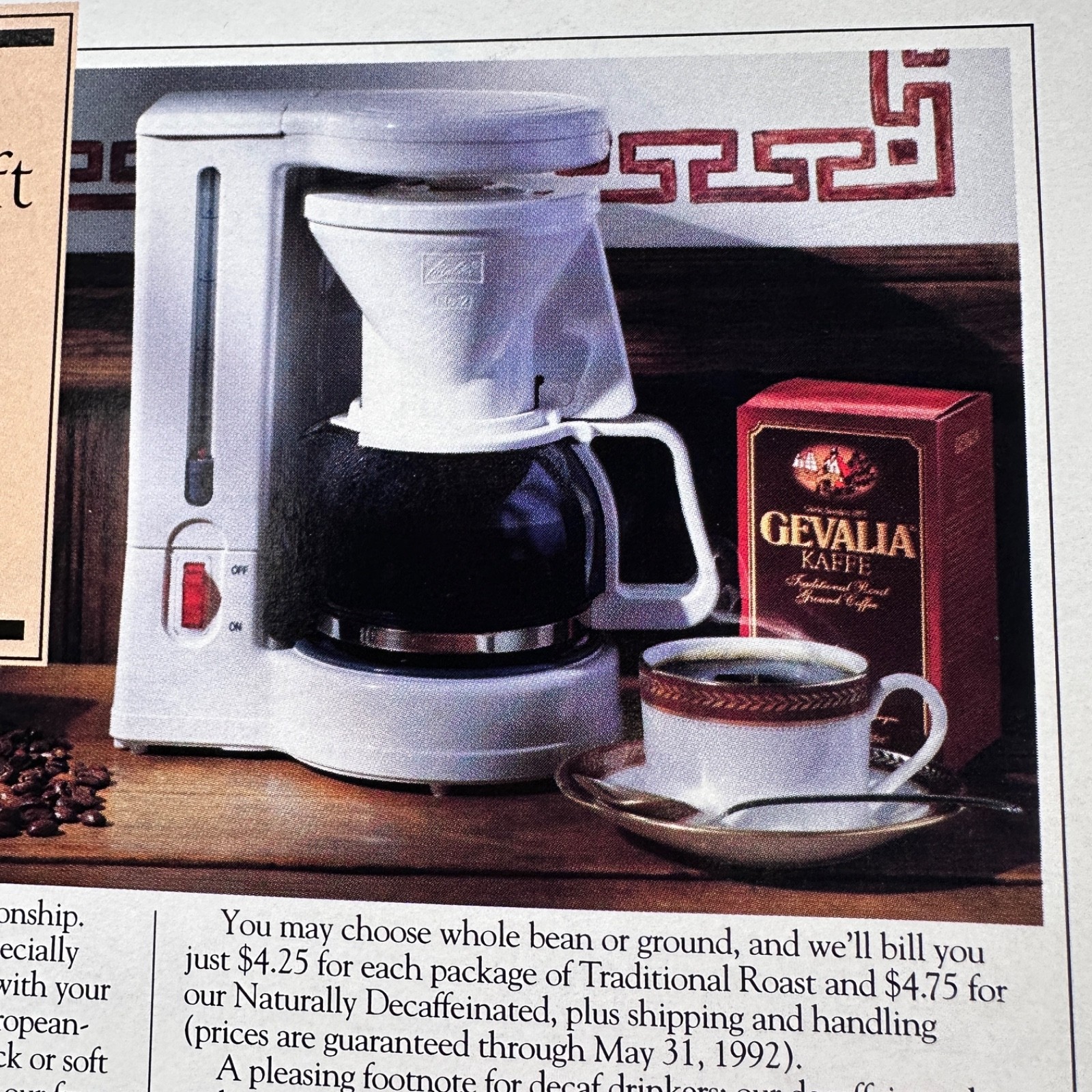 1992 Gevalia Kaffe Coffee Import Service Vintage Print Ad Order Beverage Art