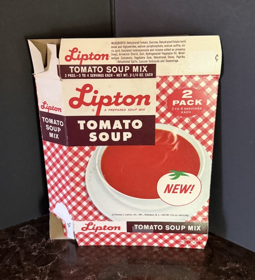 Vintage 1960\'s LIPTON TOMATO SOUP Mix Product Box - Advertising Prop Display Vintage 1960\'s LIPTON TOMATO SOUP Mix Product Box - Advertising Prop Display