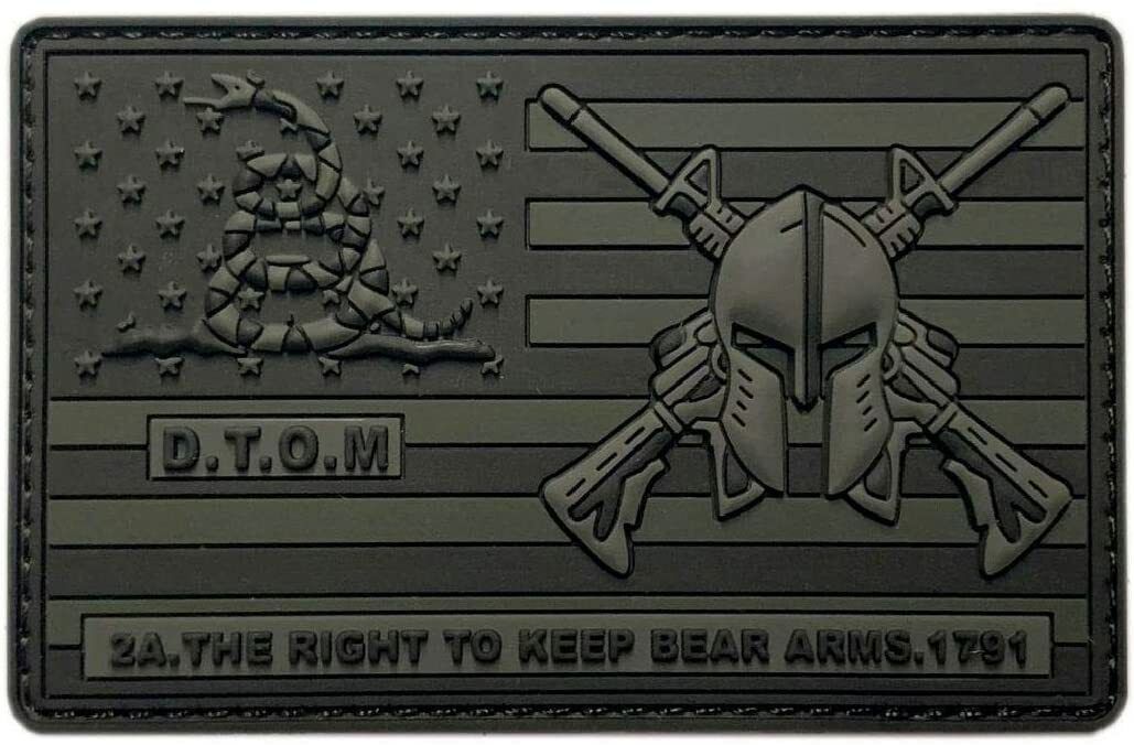 D.T.O.M USA Flag Molon Labe Right to Keep Bear Arms Patch [3D-PVC Rubber -P8]