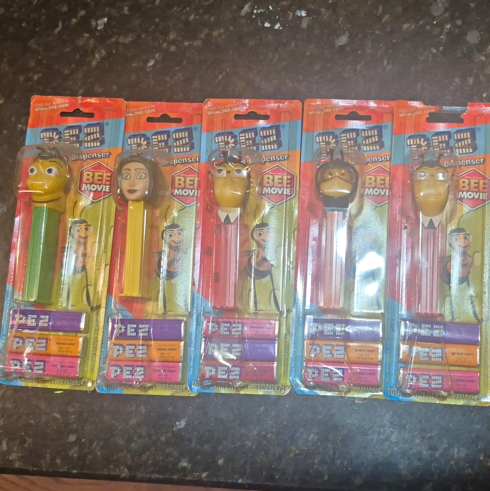 PEZ DreamWorks Bee Movie Character Candy Dispensers Lot of 5 Carded Cartoon