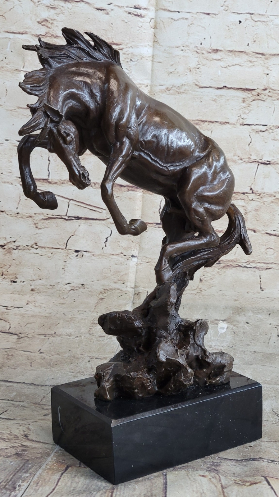 Rearing Horse Trainer Equestrian Artwork Art Bronze Marble Statue Sculpture Gift
