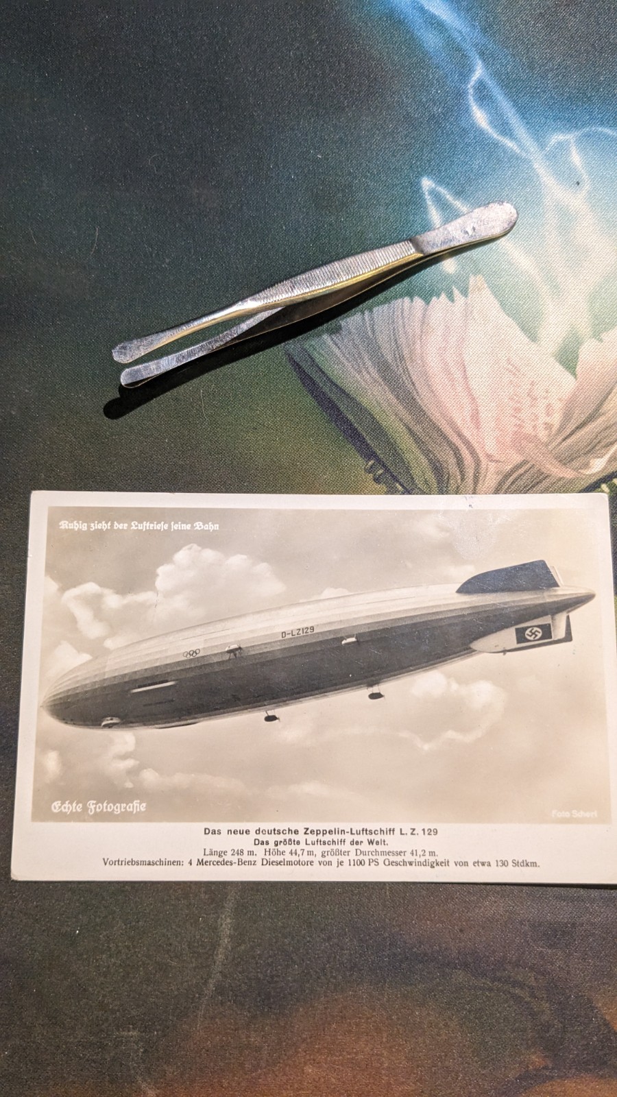 Two FLOWN Zepplin postcards, VERY Cool real postcard and one VEEDOL Oil Company