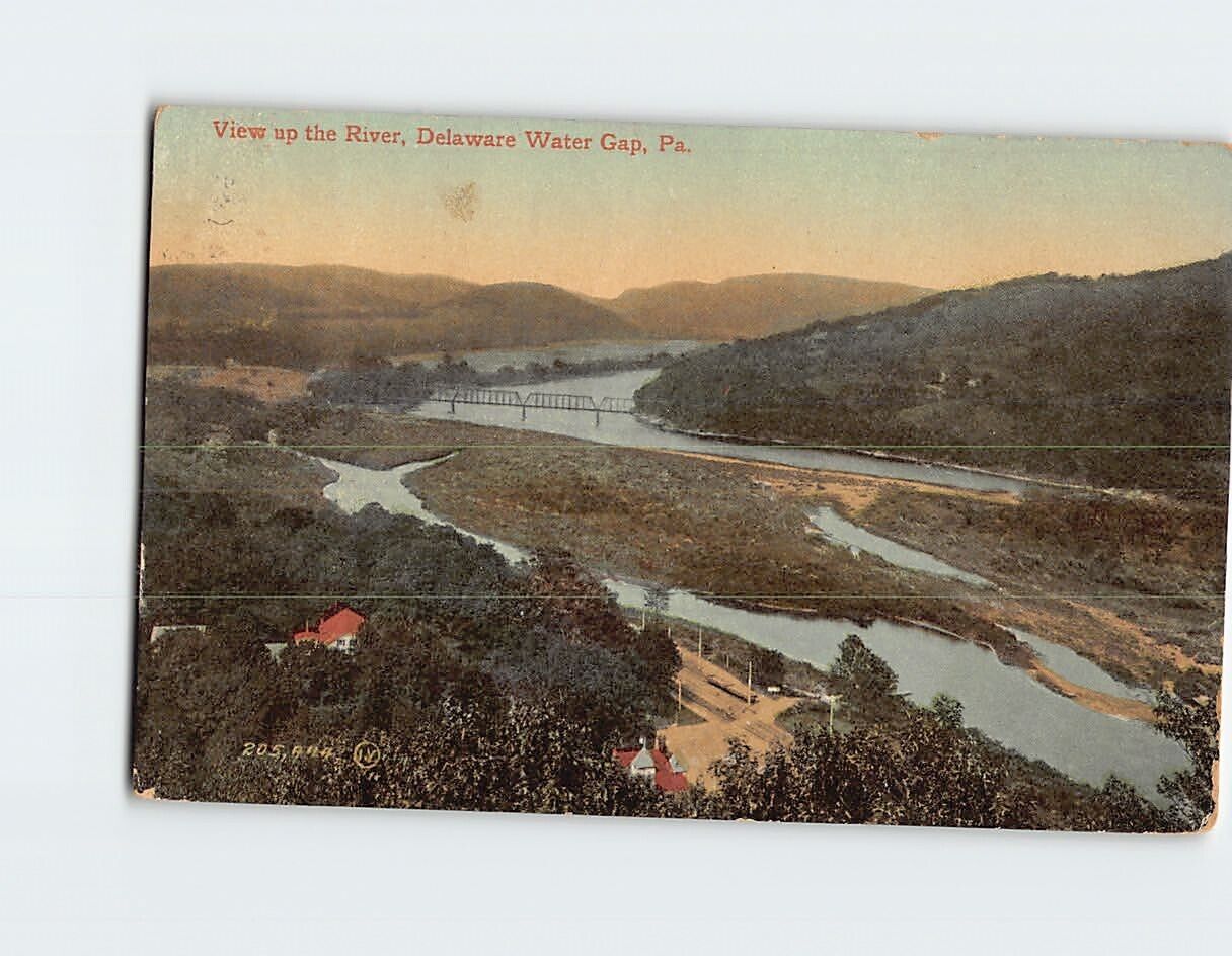Postcard View up the River Delaware Water Gap Pennsylvania USA
