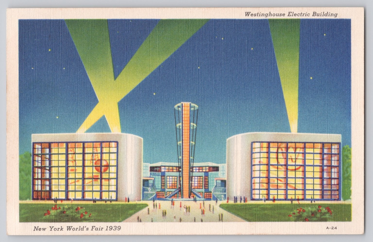 1939 NY World's Fair Westinghouse Electric Building Postcard Grinnell