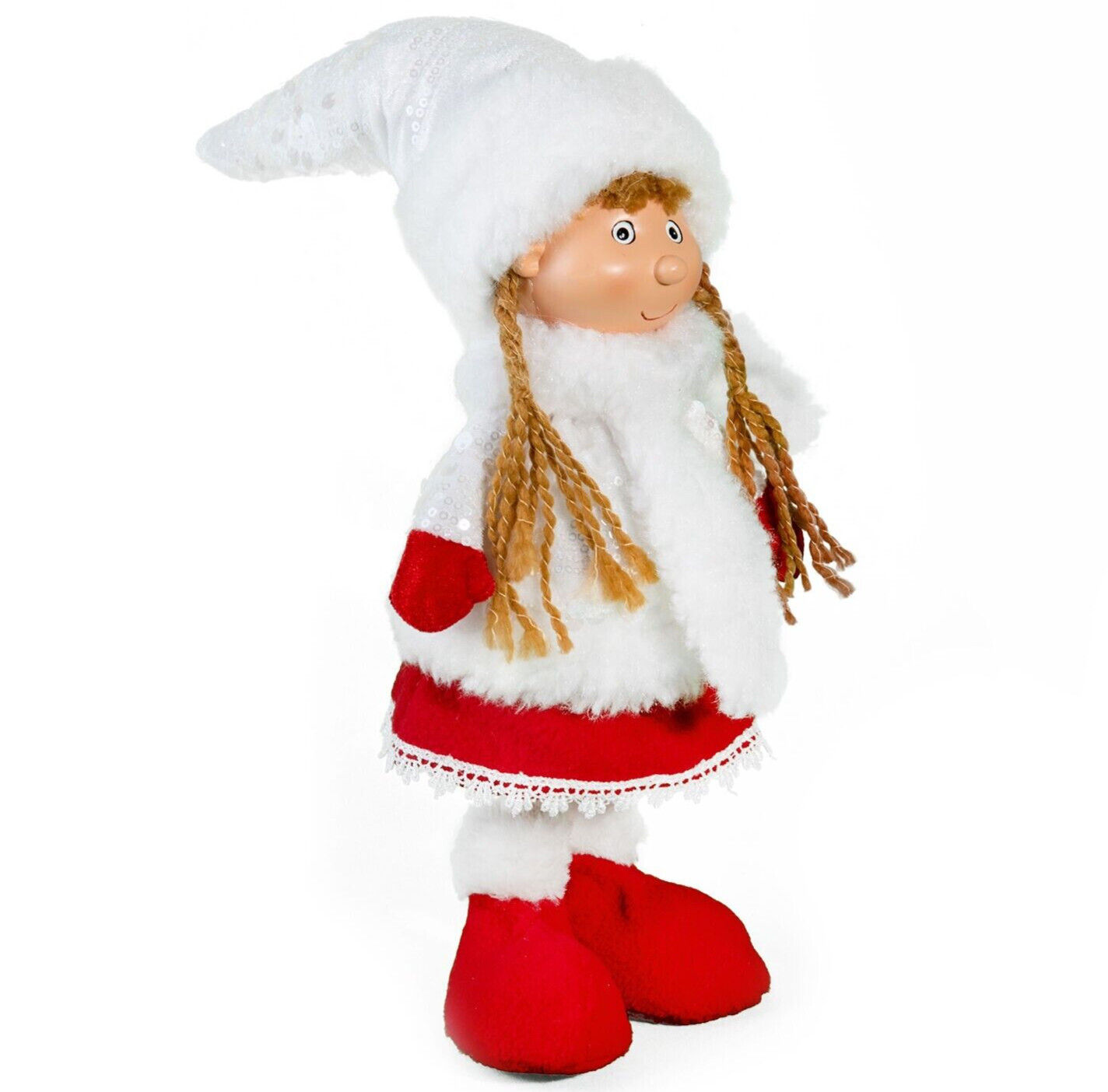 STPGOODS Santa Girl Figurine, Christmas Tree Doll, Winter Decoration Figure 17