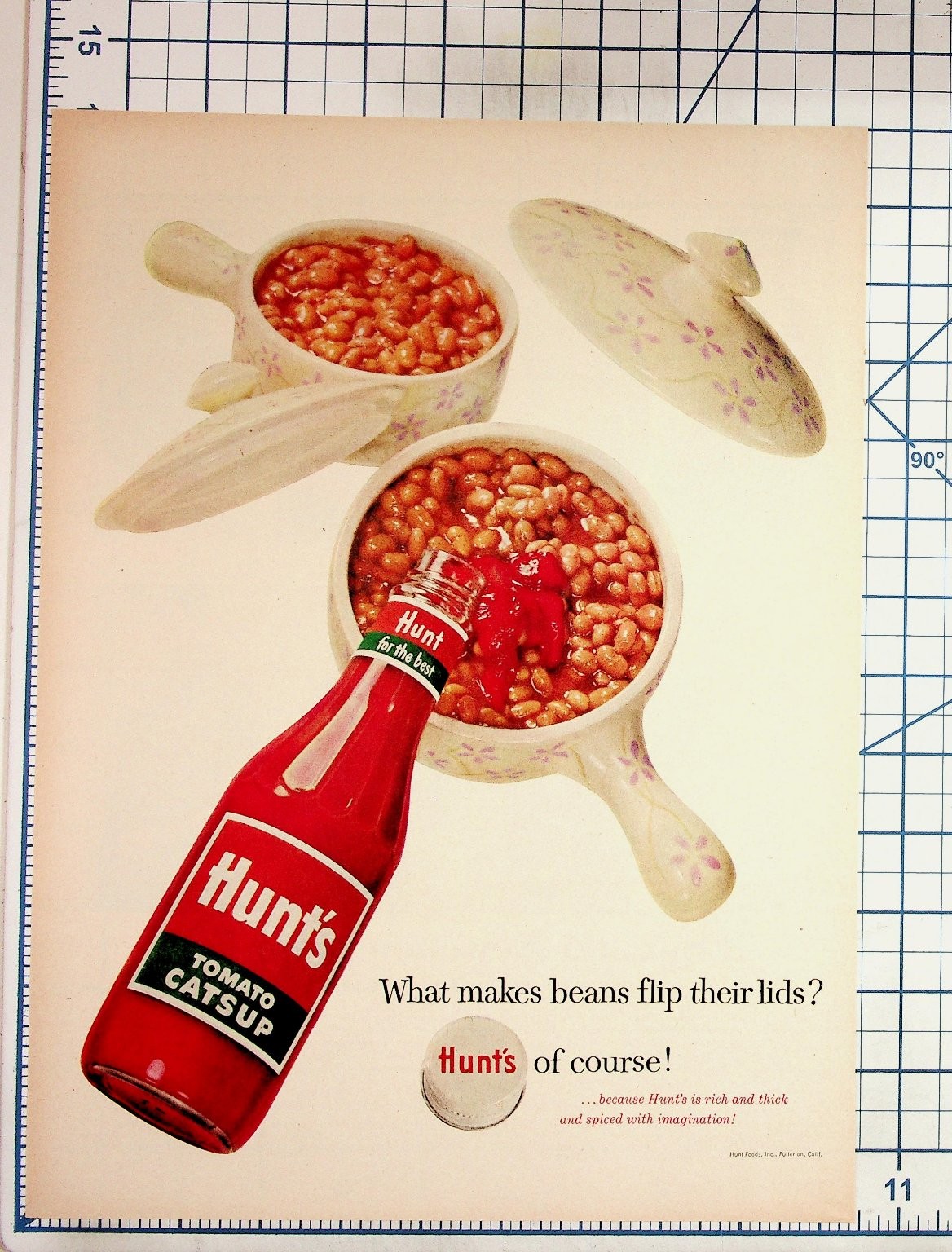Vintage Hunt's Tomato Catsup Ketchup Baked Beans Food Print Ad Ephemera