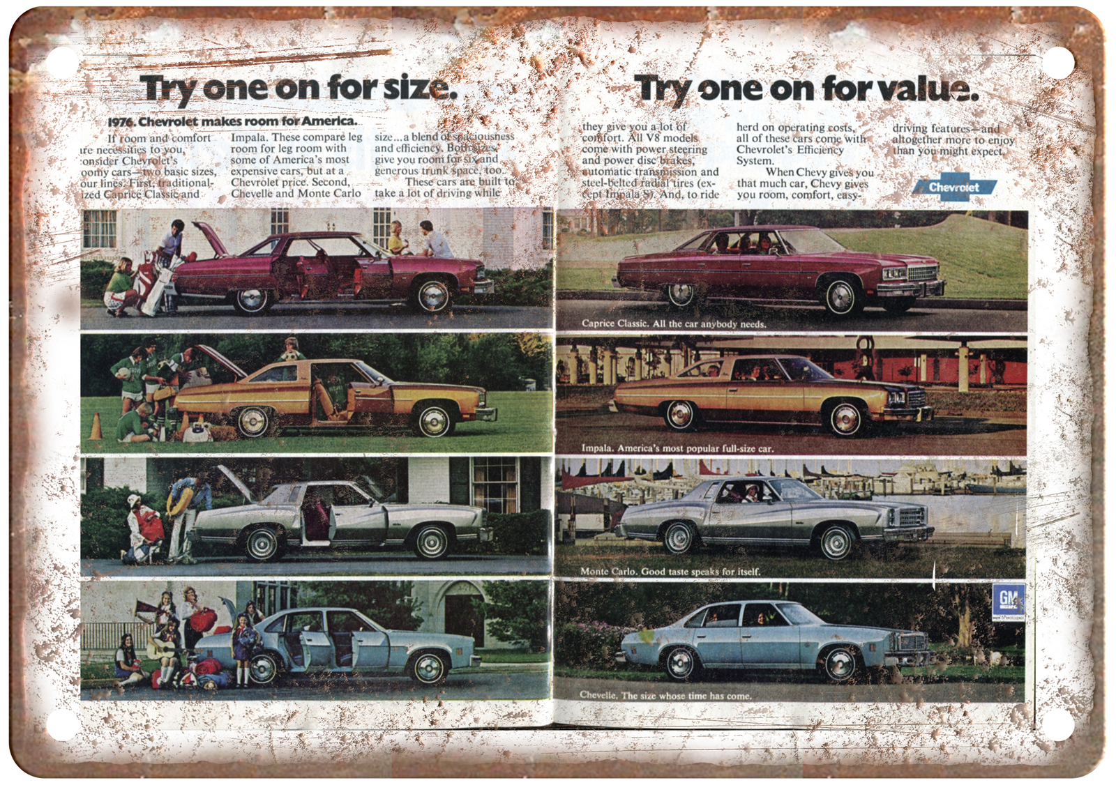 Metal Sign - 1976 Chevrolet Caprice Classic Ad - Retro Look Reproduction A10587