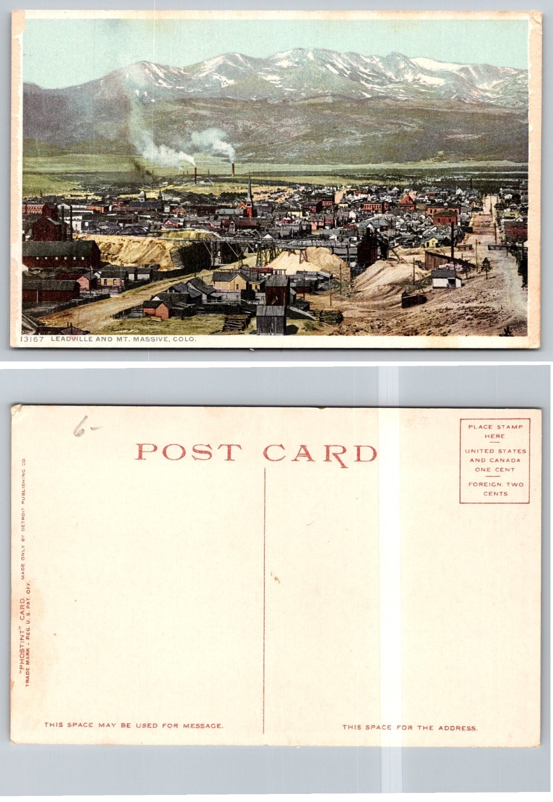 Standard Leadville Mount Massive Colorado Detroit Publishing Postcard